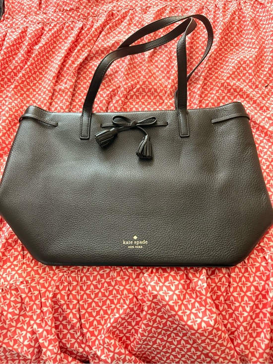 kate spade Handbags - kate spade Black Pebbled Leather Tote with Tassel Detail - never used.
